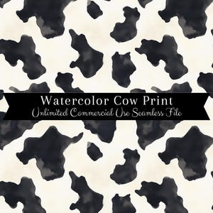 Watercolor Cow Print Seamless | Cow Seamless Pattern | Commercial Use Pattern | Repeating Print | Watercolor Cow Seamless PNG | Moo Seamless