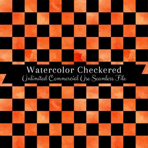 Estampado sin costuras a cuadros de color naranja acuarela / Patrón sin costuras a cuadros / Patrón para uso comercial / Estampado repetido a cuadros de color naranja acuarela