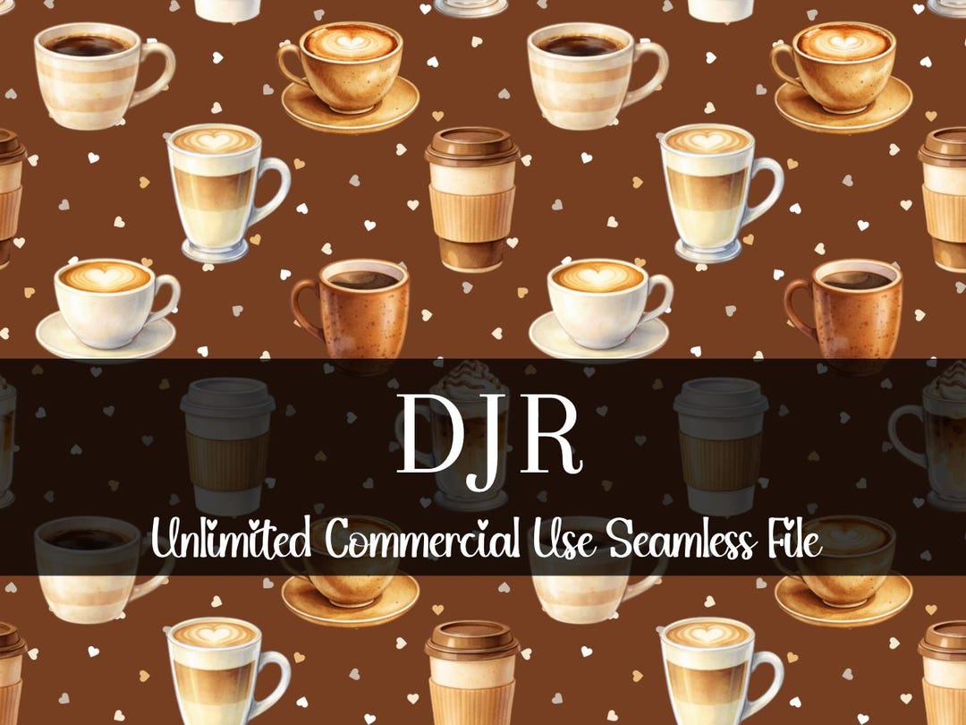 Coffee Heart Seamless Pattern | Watercolor Coffee Digital Paper ...