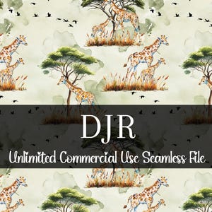Seamless Giraffe Repeating Pattern | Watercolor Zoo Animals | Safari Seamless File | Repeating Pattern Digital PNG | Commercial Use PNG