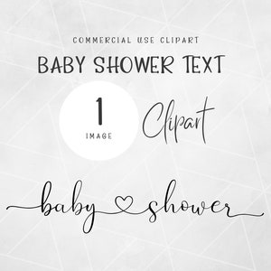 Script Baby Shower mit Herz Clipart | Babyparty PNG | Baby Shower Einladungen Clipart | Script Text Clipart | Babyparty Willkommensschild