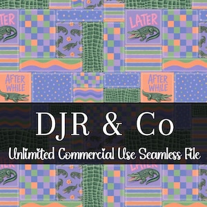 Watercolor Later Gator Patchwork Seamless | Alligator Seamless Seamless | Crocodile Fabric Pattern | Preppy Seamless Commercial Use