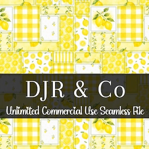 Patchwork citron sans couture | Impression aquarelle de citron | Fichier d'arrière-plans de fruits | Motif répétitif | Vichy sans couture | Droits commerciaux PNG
