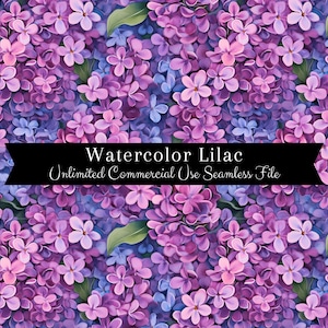 Patrón sin costuras de color lila / Papel digital floral de acuarela / Patrón de color lila de acuarela / Floral morado de acuarela / Patrón repetitivo PNG