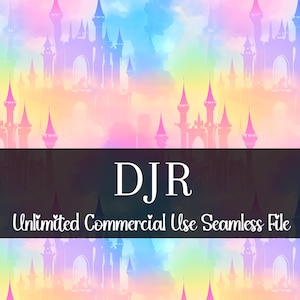 Watercolor Rainbow Castle Seamless Print | Castle Pattern | Commercial Use Pattern | Repeating Print | Watercolor Princess Rainbow Pattern