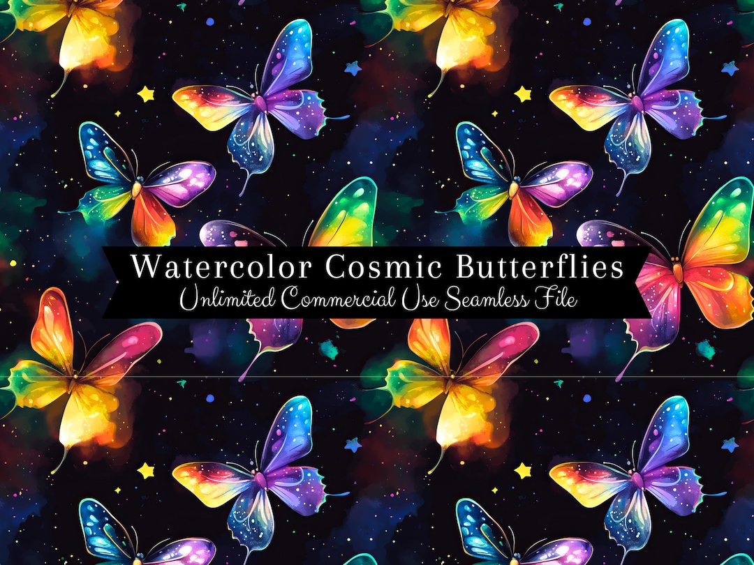 Seamless Watercolor Smoke Rainbow Butterfly Pattern | Watercolor ...