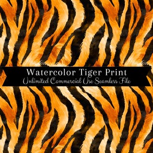 Stampa tigre acquerello senza soluzione di continuità / Modello tigre senza soluzione di continuità / Modello per uso commerciale / Stampa ripetuta / Stampa animale acquerello senza soluzione di continuità