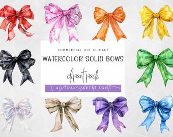 Watercolor Coquette Bow Clipart | Pink Ribbon Bow PNG Digital File | Ribbon Gift Bow | Commercial Use Clipart Packs for Sublimation