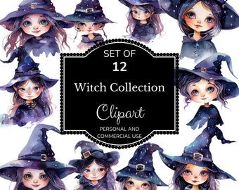 Purple Young Witch Clipart | Witchcraft Png Clipart | Card Making | Witch Clip Art Png | Witchcraft Bundle Png | Magic Clipart