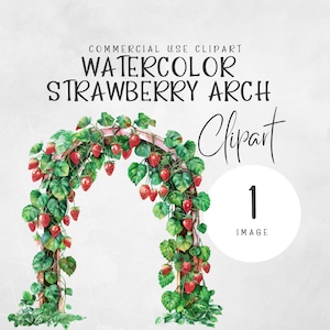 Acuarela fresa arco clipart / Berry primera imágenes prediseñadas / baby shower clipart / acuarela fresa clipart / tema de fiesta de fresa