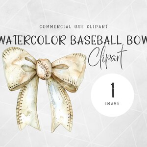 Watercolor Coquette Baseball Bow Clipart | Vintage Baseball Bow Clipart | Sports Bow Clipart | Baseball PNG Clipart | White Bow Clipart