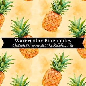 Aquarell Ananas nahtlose Druck | Ananas Muster | Kommerzielle Nutzung Muster | Sich wiederholender Druck | Aquarell Ananas