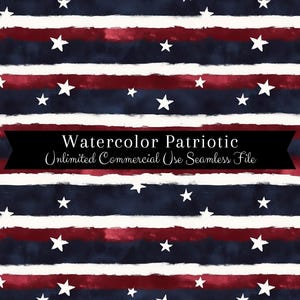 Red White & Blue Seamless Pattern | Watercolor Flag Digital Paper | Watercolor Patriotic Pattern | 4th of July Repeating Pattern