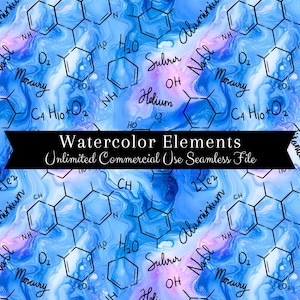 Padrão de Elemento de Aquarela Sem Costura | Disciplina Escolar de Aquarela | Fundo de Química Sem Costura | Padrão de Repetição PNG | Uso Comercial PNG