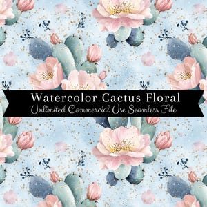 Kaktus Blumen Muster | Aquarell Kaktus Blume Digitales Papier | Western Kaktus wiederholendes Muster | Frühling Floral Nahtloser Druck