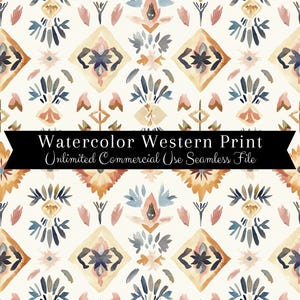 Watercolor Western Seamless | Rodeo Seamless Pattern | Commercial Use Pattern | Repeating Print | Watercolor Western  Cowboy Seamless PNG