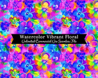 Watercolor Bright Floral Seamless Print | Preppy Seamless Pattern | Commercial Use Pattern | Repeating Print | Watercolor Floral Seamless