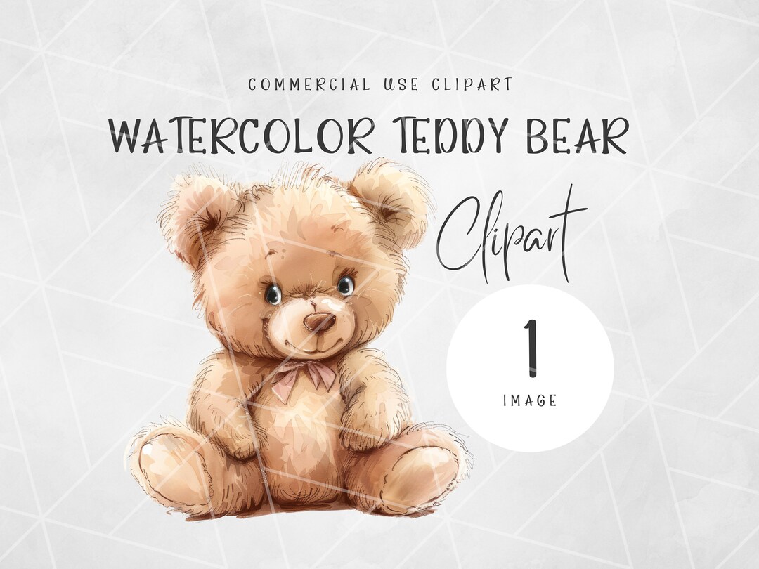 Watercolor Sweet Teddy Bear Clipart | Nursery Wall Art Watercolor Baby ...