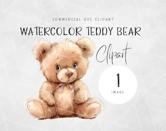 Aquarell süßer Teddybär Clipart | Kinderzimmer Wand Kunst Aquarell Baby Shower Clipart | Teddybär Png | Kinderzimmer Clipart | Kommerzielle Nutzung
