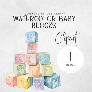 Aquarell Baby Blocks Clipart | Gestapelte Baby Blöcke PNG | Aquarell Baby Clipart | Babyparty Clipart | Baby Schriftzug Aquarell Clipart