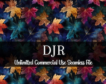 Watercolor Leaves Seamless Print | Fall Leaves Repeating Pattern | Commercial Use Print | Autumn Digital Papers | Moody Cottage Core