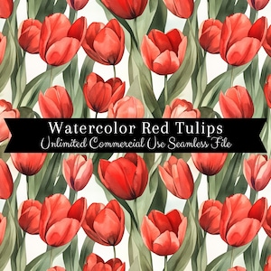 Naadloze aquarel rode tulp print | Naadloos bloemenpatroon | Patroon voor commercieel gebruik | Herhalende afdruk | Naadloze aquarel tulp, png