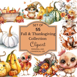 Fall Watercolor Clipart | Watercolor Fall Wildflower Clipart | Halloween Clipart | Thanksgiving Halloween | Pumpkin Clipart | Turkey Clipart