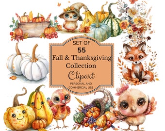 Fall Watercolor Clipart | Watercolor Fall Wildflower Clipart | Halloween Clipart | Thanksgiving Halloween | Pumpkin Clipart | Turkey Clipart