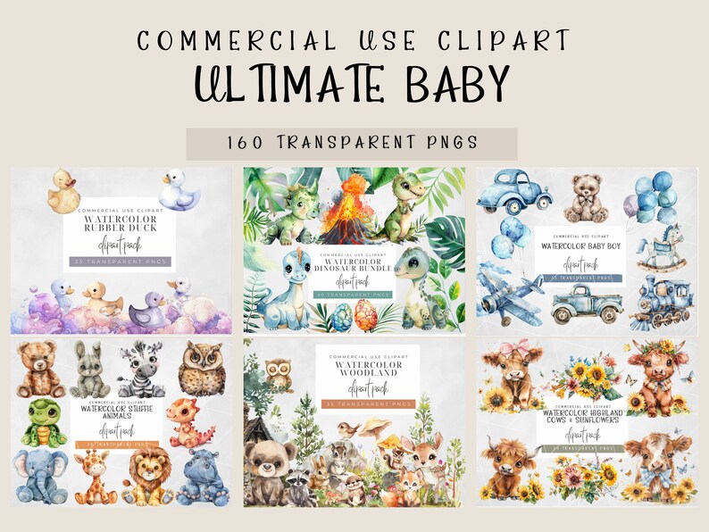 Watercolor Baby Shower Clipart Bundle | Woodland Animal Clipart ...