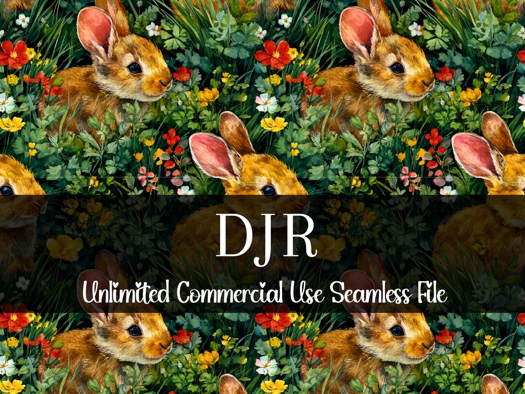 Watercolor Spring Floral Bunny Seamless Print | Easter Seamless Pattern ...