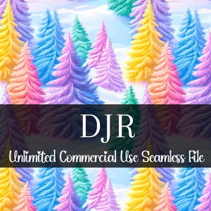 Modèle sans couture d'arbre à feuilles persistantes arc-en-ciel pastel | Papier numérique aquarelle pour les fêtes | Motif de Noël pastel | Motif répétitif hivernal PNG