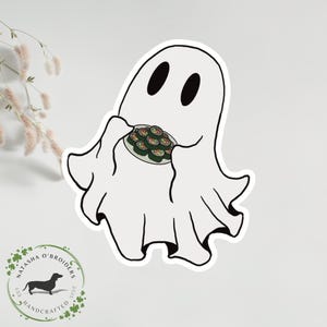 Sticker Kimbap Ghost , Stickers vinyle , Stickers imperméables , Stickers ordinateur portable , Stickers bouteilles d'eau , Effrayant , Stickers rigolos mignons