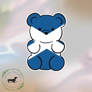 Sticker ours en gélatine drapeau de l'Ecosse , Vinyle autocollant , Sticker imperméable , Sticker pour ordinateur portable , Sticker bouteille d'eau , Sticker drapeau , Sticker mignon