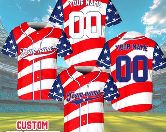 USA Baseball Jersey, Custom Patriotic Baseball Jersey