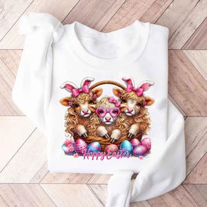 Happy Easter Highland Cow Sweatshirt,Happy Easter Shirt,Cute Cow Easter Tee,Easter Bunny,Cow Lover Gift,Happy Easter Day Gift,Festive Spring