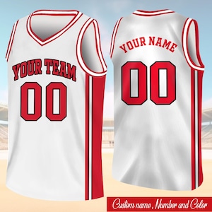 Camiseta de baloncesto personalizada, nombre y número de equipo personalizados, camiseta de baloncesto, camiseta de equipo a juego, crea tu propia camiseta de baloncesto