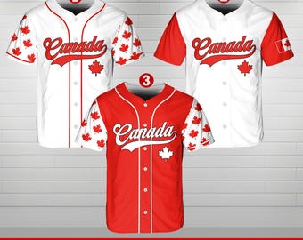 Canada Maple Leaf Baseball Jersey, Customizable Canadian Pride Shirt, Personalized Name and Number, Red and White Sports Uniform Canada Gift