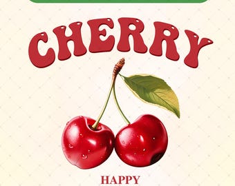 Cereza PNG, Camiseta "Que tengas un buen día" PNG, Camiseta "Feliz día" PNG, Cereza vintage SVG, Diseño de camiseta bonito, Camiseta de regalo para niña PNG, Camiseta de fruta retro