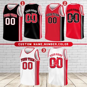 Camiseta de baloncesto personalizada, nombre y número de equipo personalizados, camiseta de baloncesto, camiseta de equipo a juego, crea tu propia camiseta de baloncesto