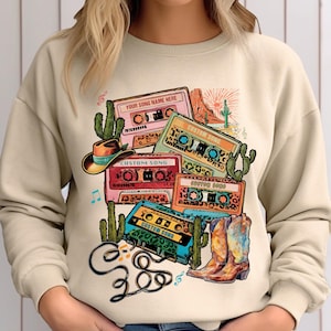 Western Music Shirt, Cassettes T-Shirt, Western 90s Country Music Shirt, Country Music Shirt, American Rodeo Shirt, Cowboy Boots Sweatshirt