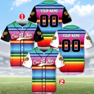 Camiseta de béisbol del Cinco de Mayo, camiseta con nombre y número personalizados, camiseta de béisbol mexicana vintage, uniforme de béisbol de fiesta mexicana, camiseta de rayas