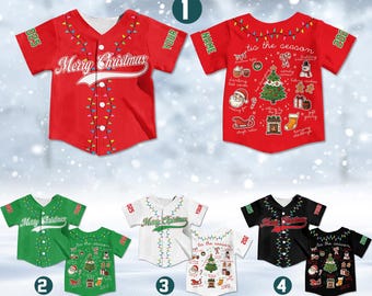 Aangepast vrolijk kerstfeest honkbaltrui vakantieverlichting kerstshirt grappige vakantie-outfit Gepersonaliseerd cadeau Kerstboomontwerp