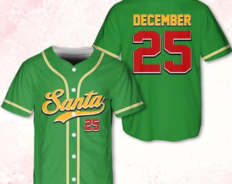Personalisierte Santa Weihnachten Baseball Jersey Benutzerdefinierte Name Anzahl Familie Passender Urlaub Outfit Festliche Heiligabend Hemden Einzigartige Geschenkidee