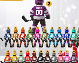 Hockey Ornament Custom Name Ornament Personalized Gift Custom Hockey Gift Player Ornament Sports Decor Xmas Hockey Gift Family Keepsake