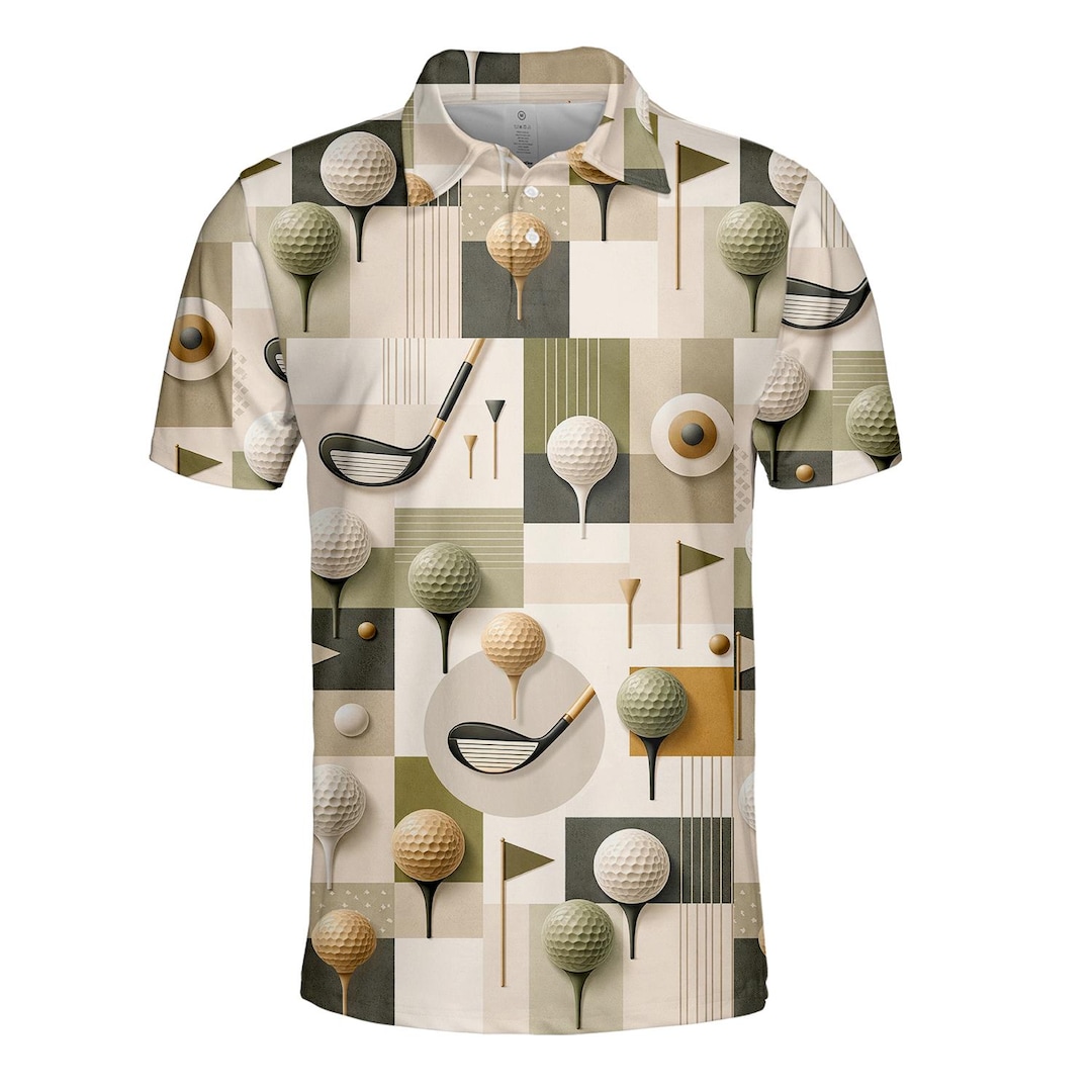 Retro Golf Polo Shirt for Men Women, Vintage Golfer Pattern Golf Shirt — free download