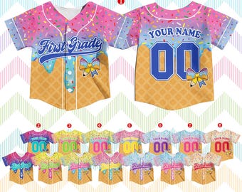 Custom Back to School Shirt First Day of School Baseball Jersey for First Grade Second Grade Classroom Gift for Teacher and Kids