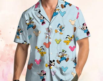 Cute Disney Tropical Hawaiian Shirt for Men Women Youth, Mickey Minnie Donald Daisy Pluto Aloha Shirt, Disney Family Trip 2026 Shirt