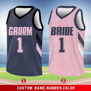 Custom Groom & Bride Basketball Jersey Personalized Groom and Bride Jersey Basketball Jersey For Engagement Wedding Anniversary Party Jersey