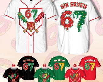 Lustiges Neon Six Seven Meme Baseball Jersey, 67 Baseball Jersey, Baseball Ice Cream Drip Shorts Jersey, lustiger WeihnachtsBaseball
