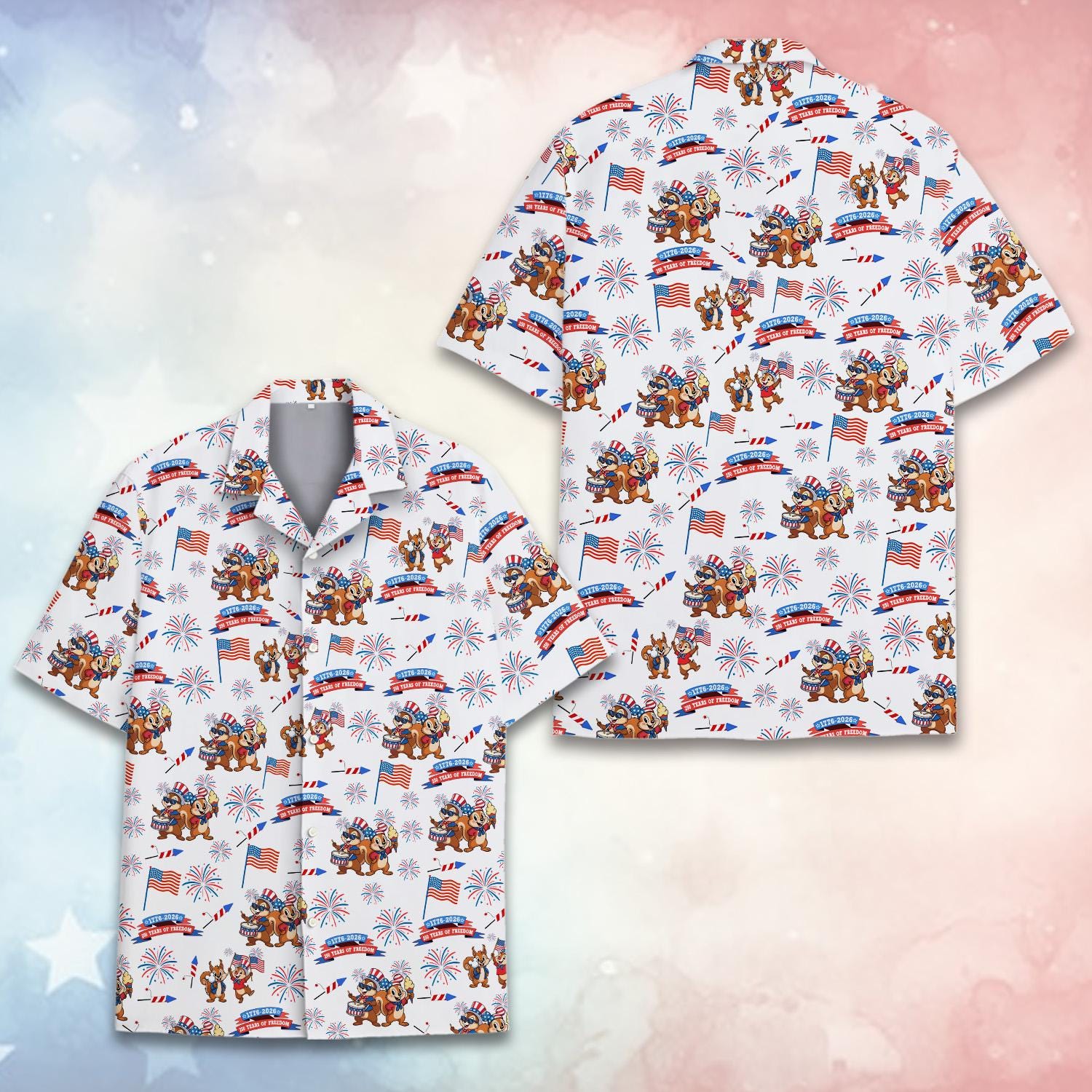 Discover Patriotic And Dale Shirt Disney Hawaiian Shirt, USA Flag Chipmunk Shirt, 4th of July Outfit, Matching Family Shirt Men Women Kids